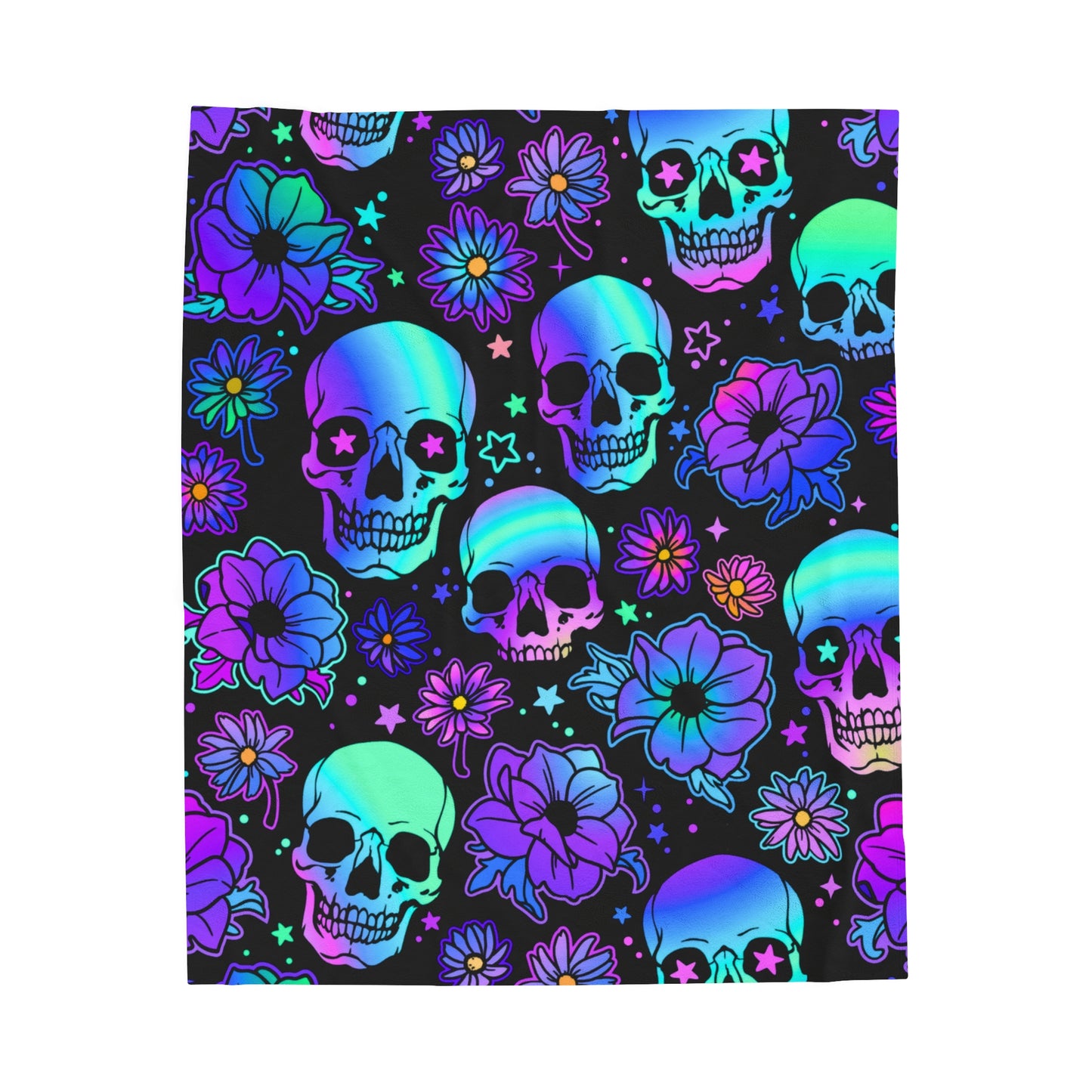 Mystical Skull Floral Velveteen Plush Blanket for Cozy Nights