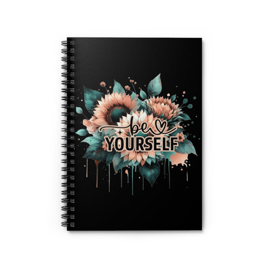 Be Yourself Floral Spiral Notebook - Ruled Line for Daily Inspiration