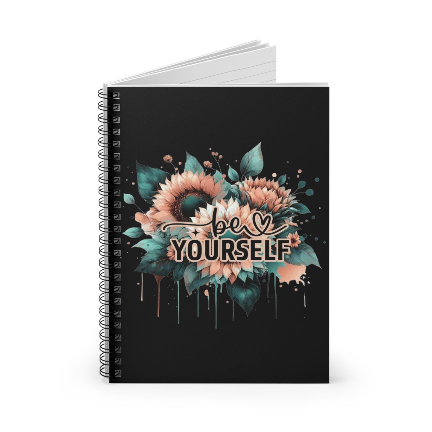 Be Yourself Floral Spiral Notebook - Ruled Line for Daily Inspiration