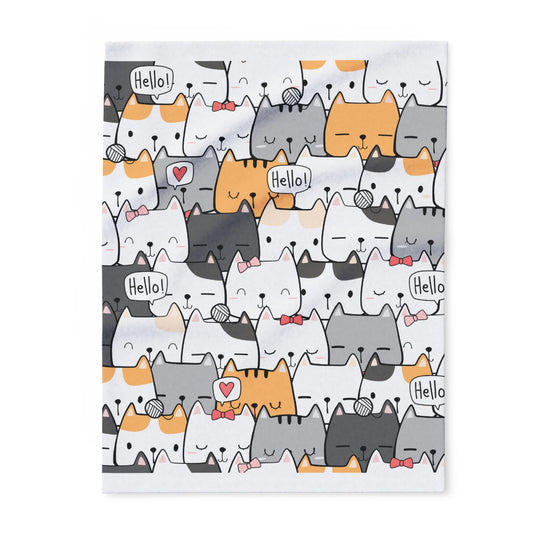 Fleece Blanket - Cute Cats Design