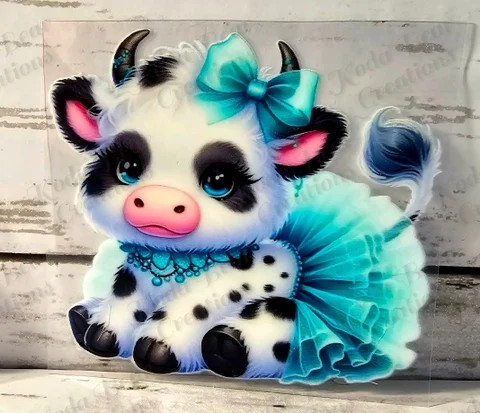 Tutu Cow (teal) UV DTF Decal