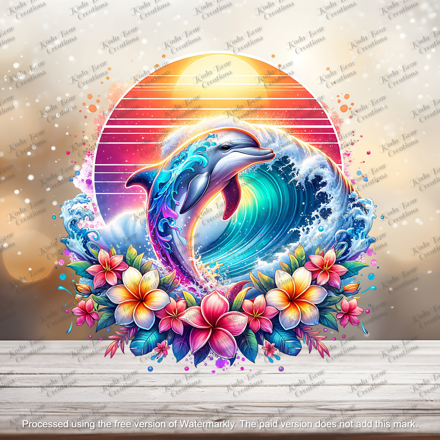 Sunset Dolphin 1 UV DTF Decal