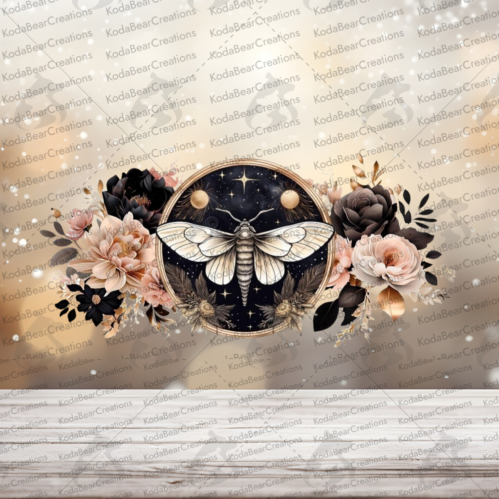 Floral Moth UV DTF Decal-D340