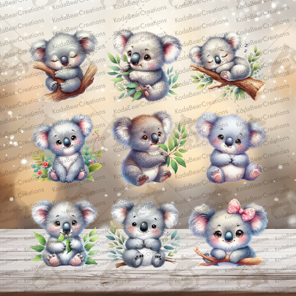 Koala Element Sheet UV DTF Decals-E071
