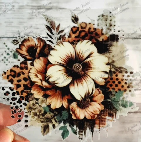 Leopard Print Flower UV DTF Decal