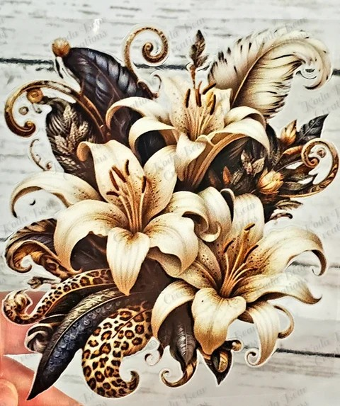 Leopard Print Lillies UV DTF Decal