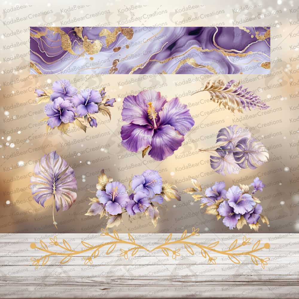 Lavender Floral Big Element Sheet UV DTF Decal-E079