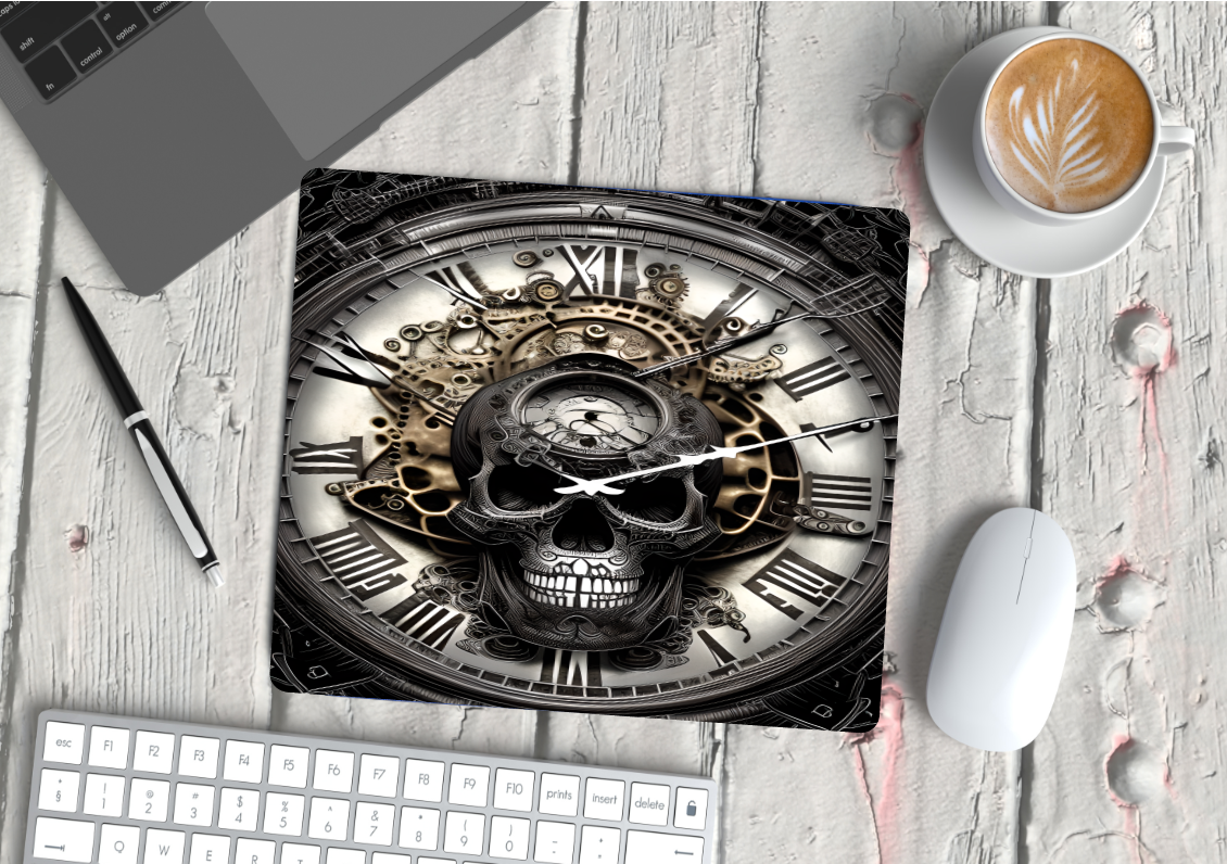 Skull Clock Mouse Pad