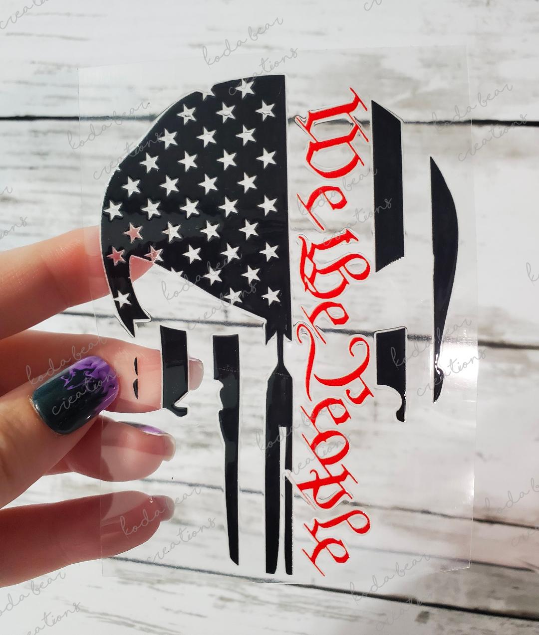 We the People Skull UV DTF Decal