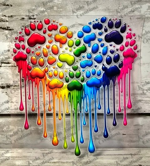 Paw Print Heart UV DTF Decal