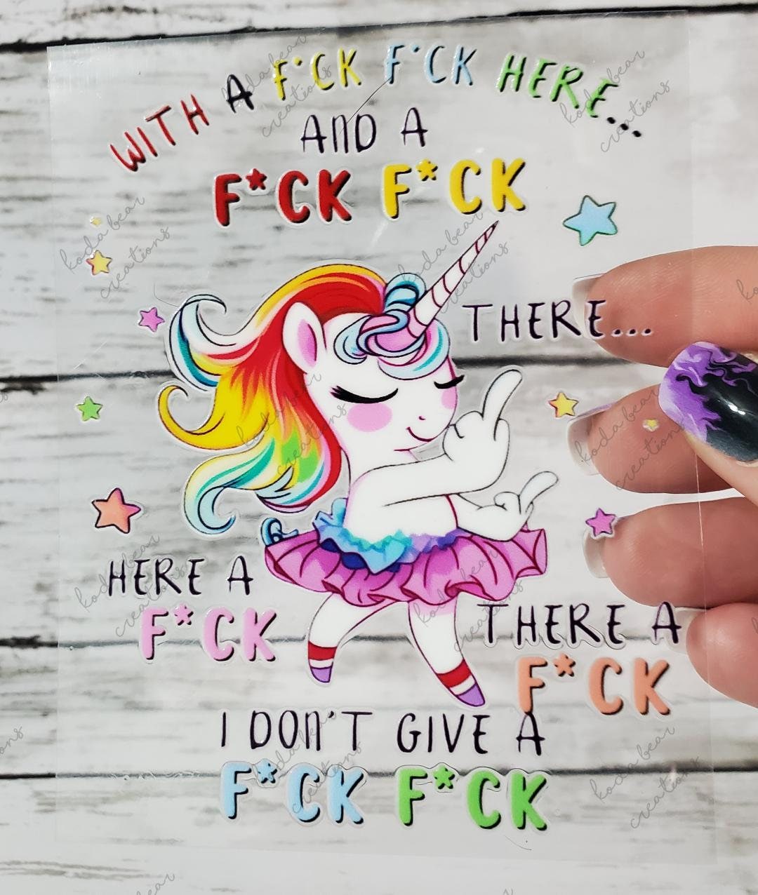 F Bomb Unicorn DTF Decal-D140