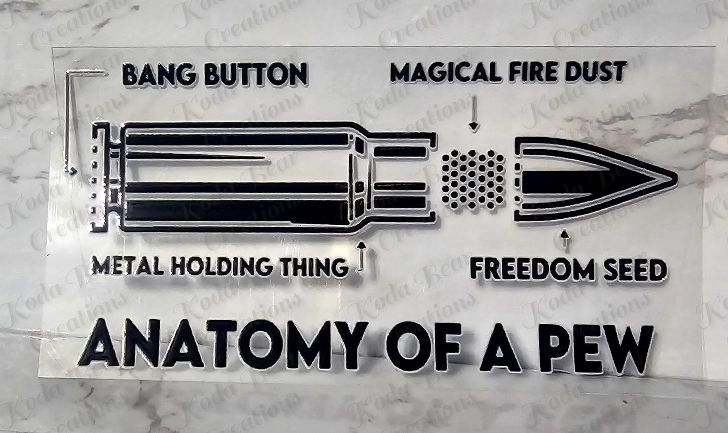 Anatomy of a Pew UV DTF Decal-D044