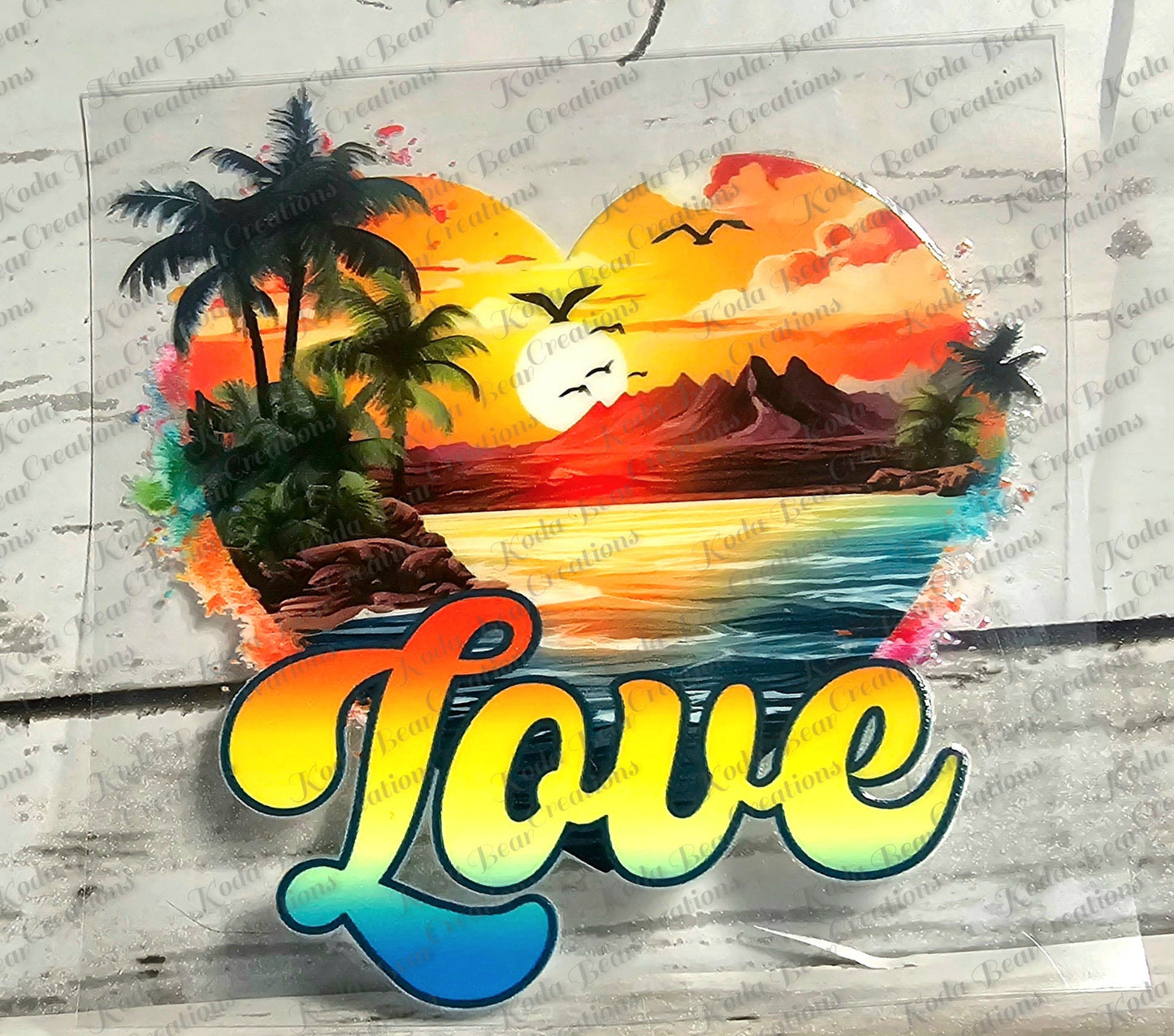 Beach Heart UV DTF Decal-D214
