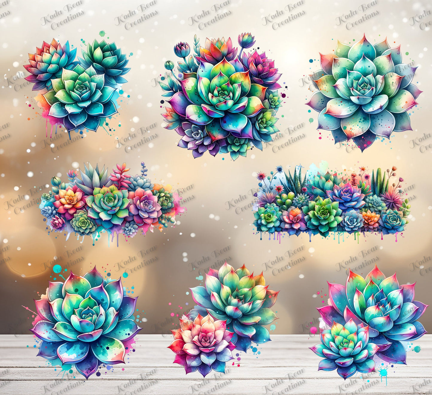 Succulent Element Sheet UV DTF Decals-E061