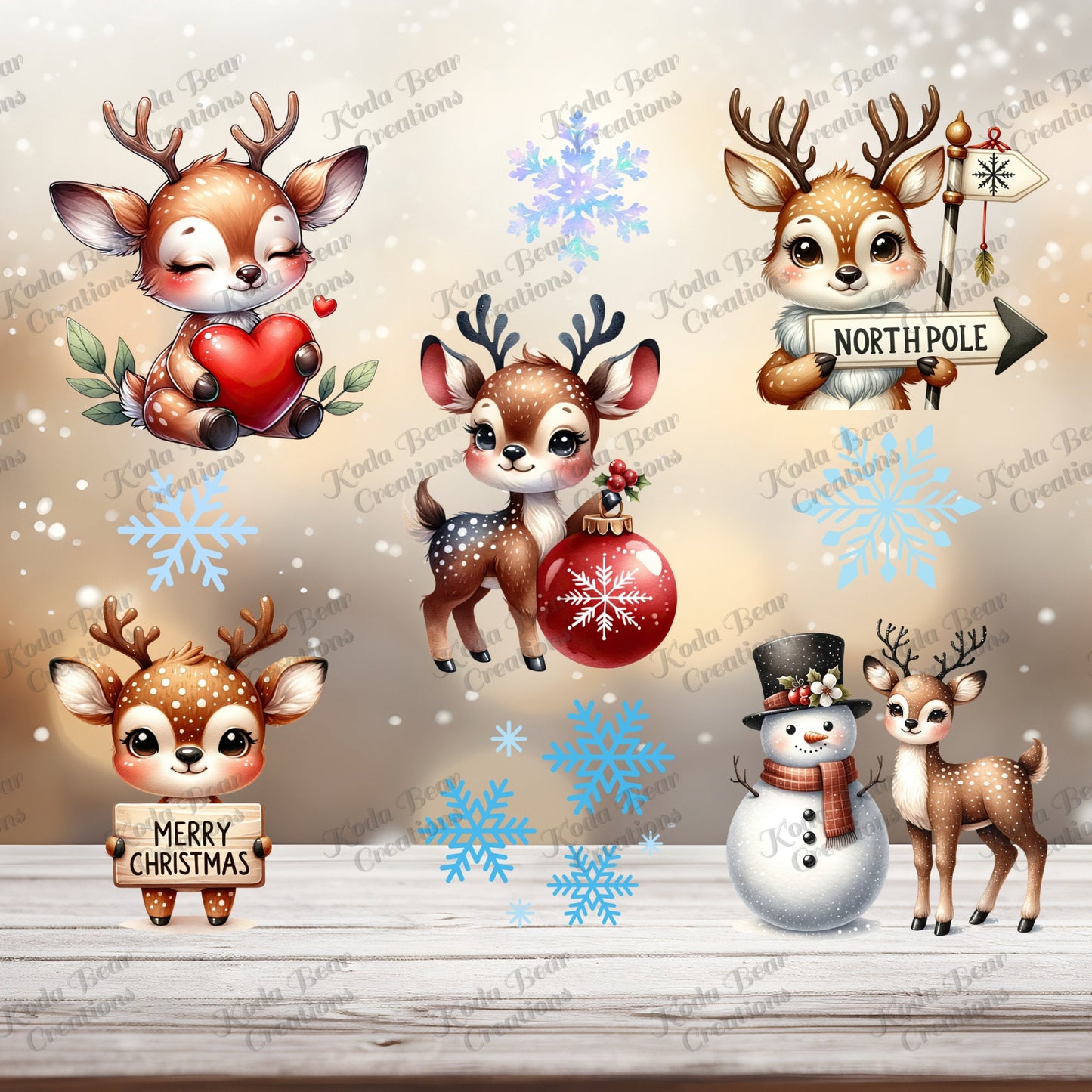 Festive Deer UV DTF Element Sheet-E026