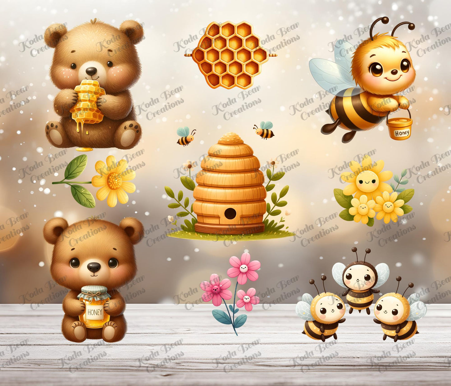 Bees & Bears Element Sheet UV DTF Decals-E017