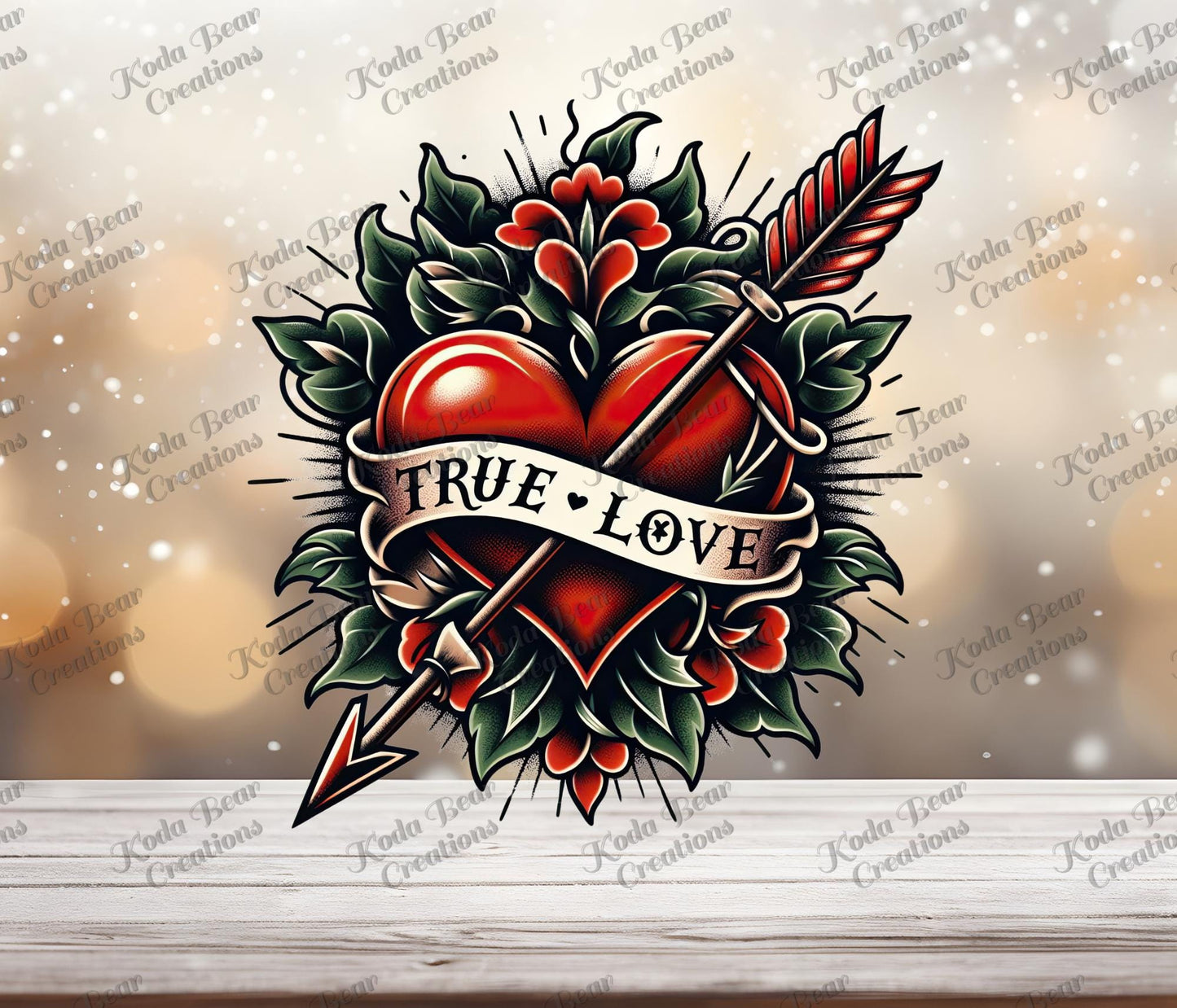 True Love Heart UV DTF Decal-D073