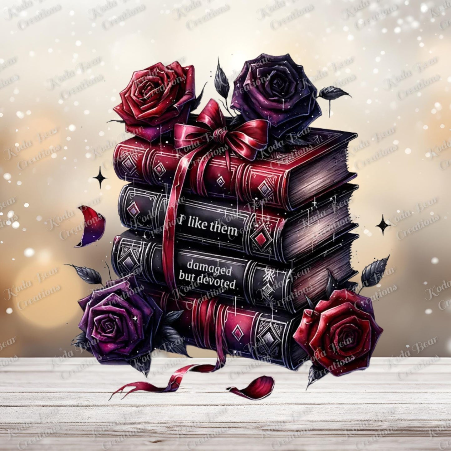 Dark Book Stack UV DTF Decal-D080