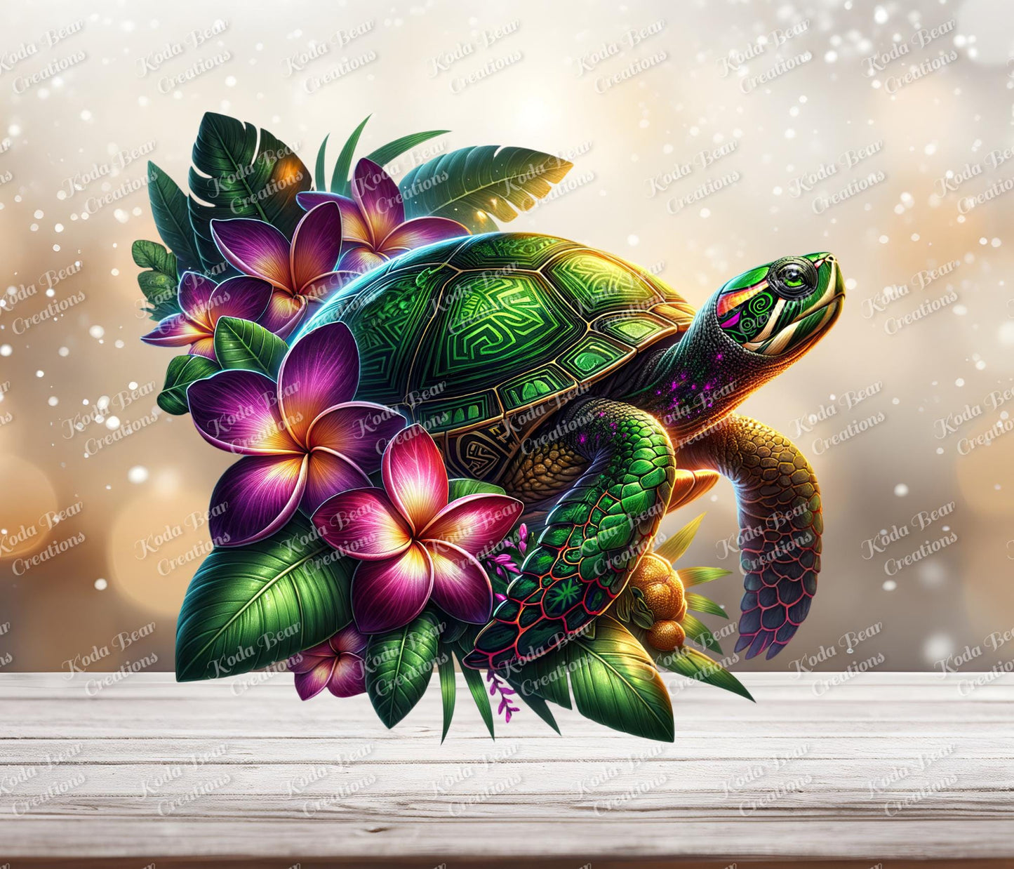 Floral Turtle 2 UV DTF Decal-D107