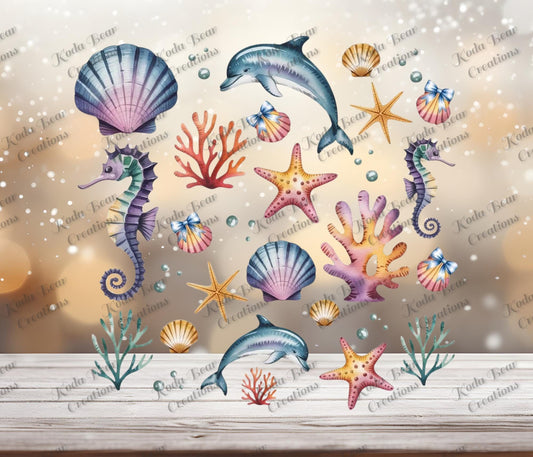 Watercolor Sea Element Sheet UV DTF Decals