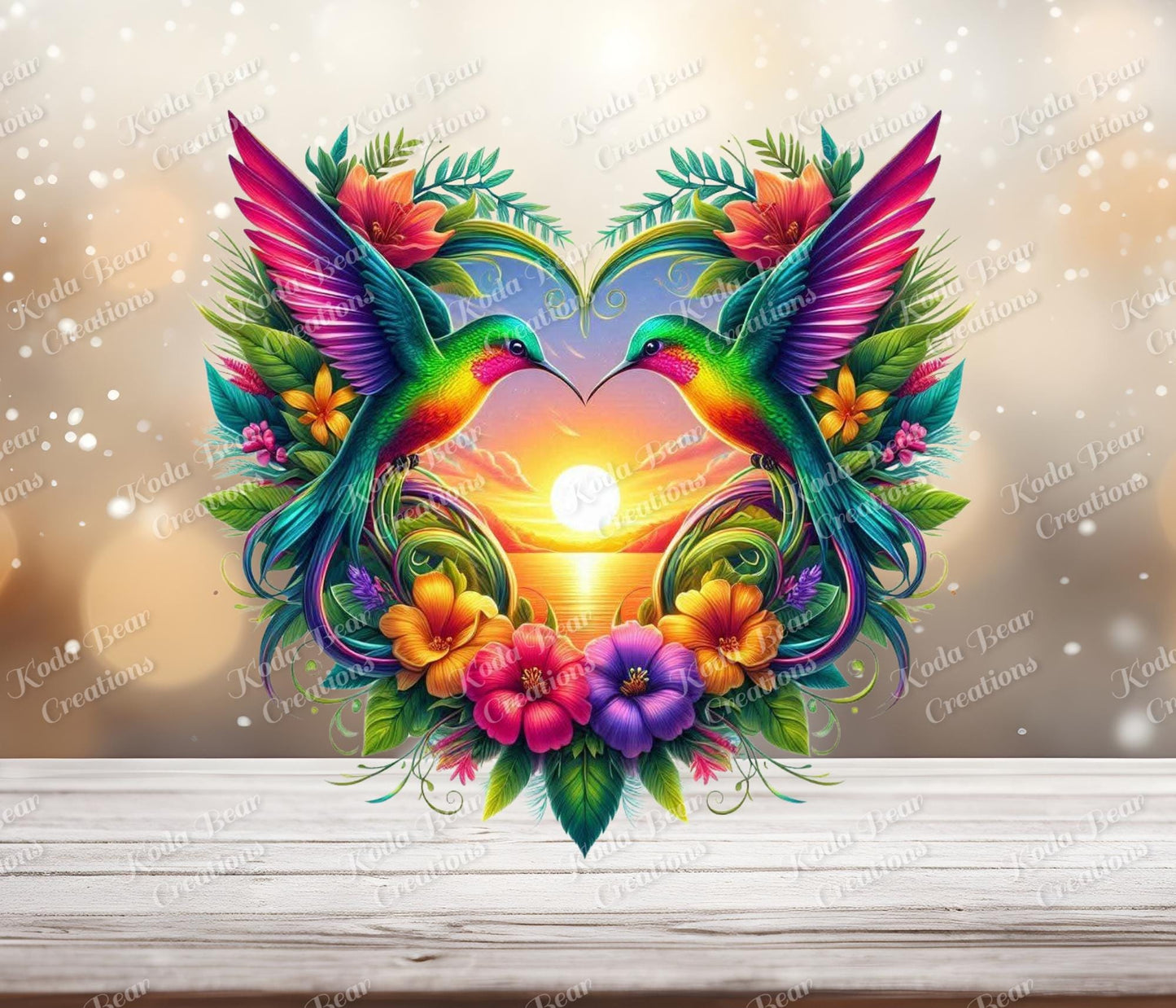 Hummingbird Heart UV DTF Decal-D270