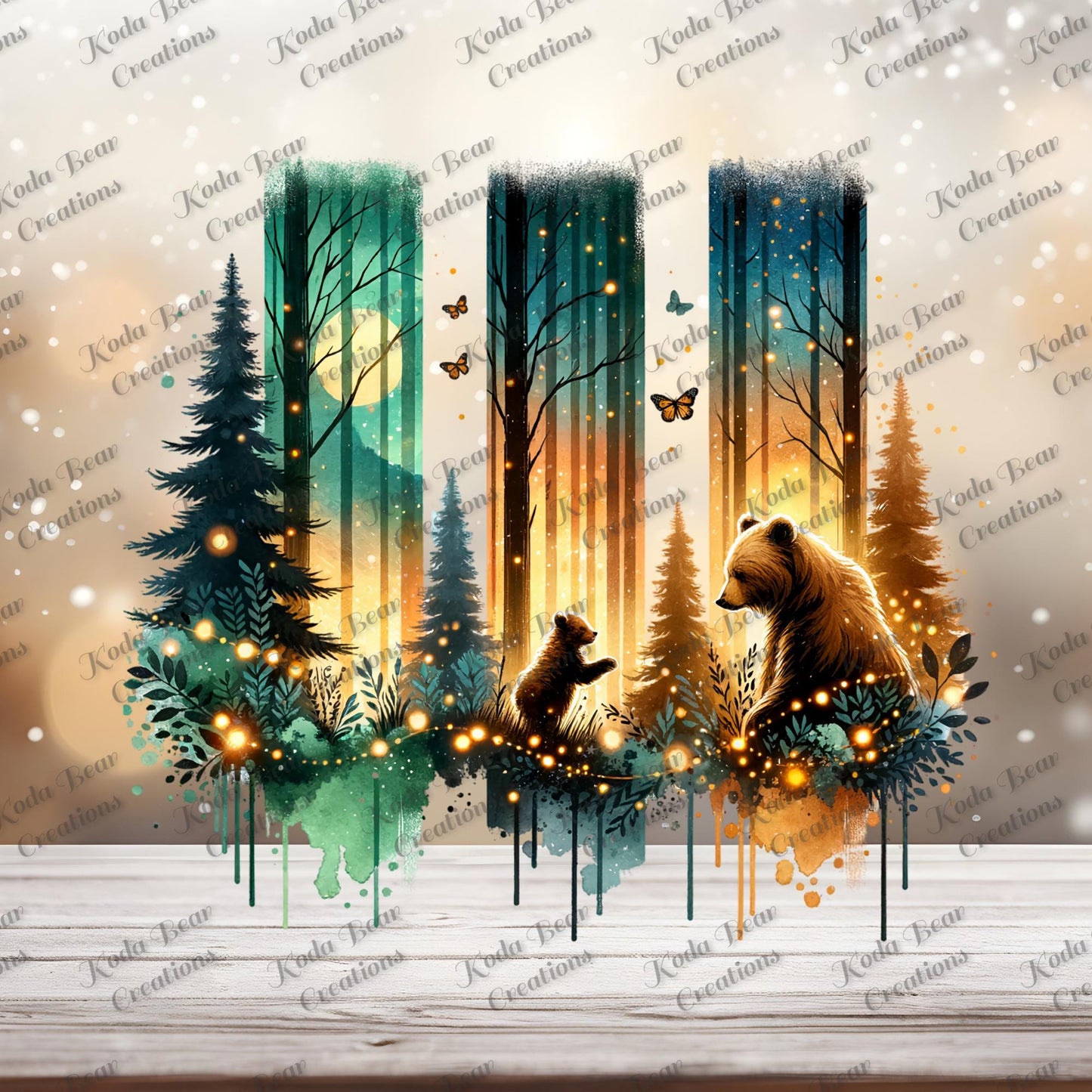 Bear Brushstrokes UV DTF Decal-D142
