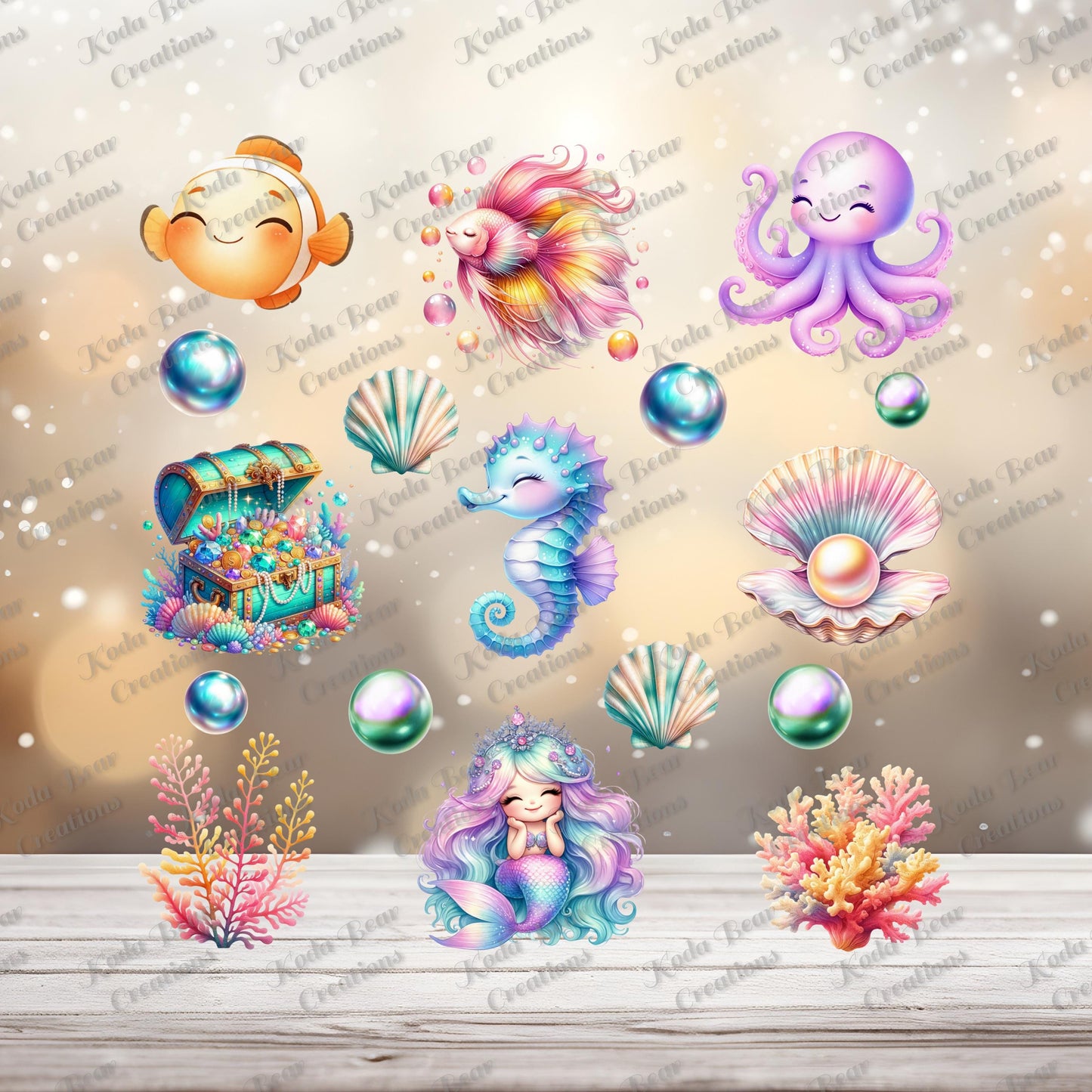 Under the Sea Element Sheet UV DTF Decals