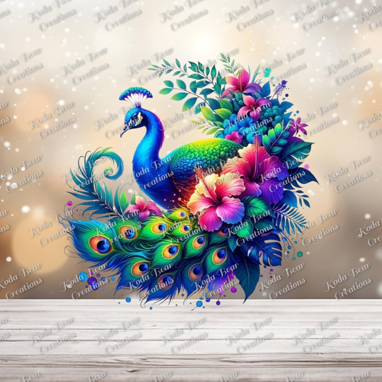 Floral Peacock UV DTF Decal-D094