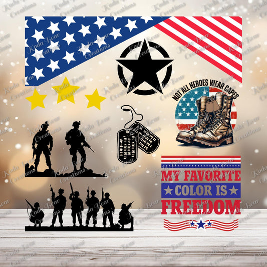 Military Big Element Sheet UV DTF Decals