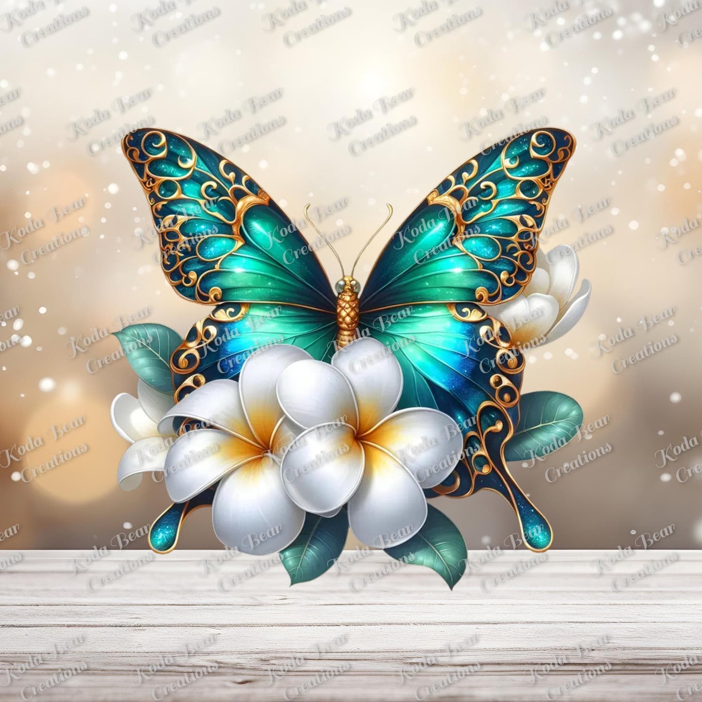 Turquoise Butterfly UV DTF Decal