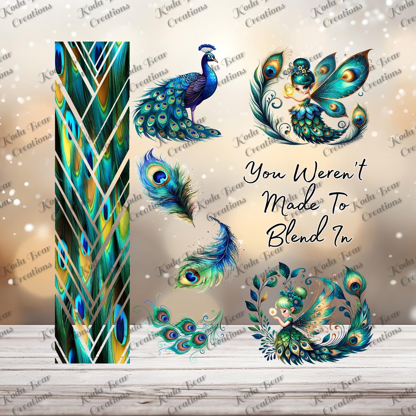 Peacock Element Sheet UV DTF Decals-E020