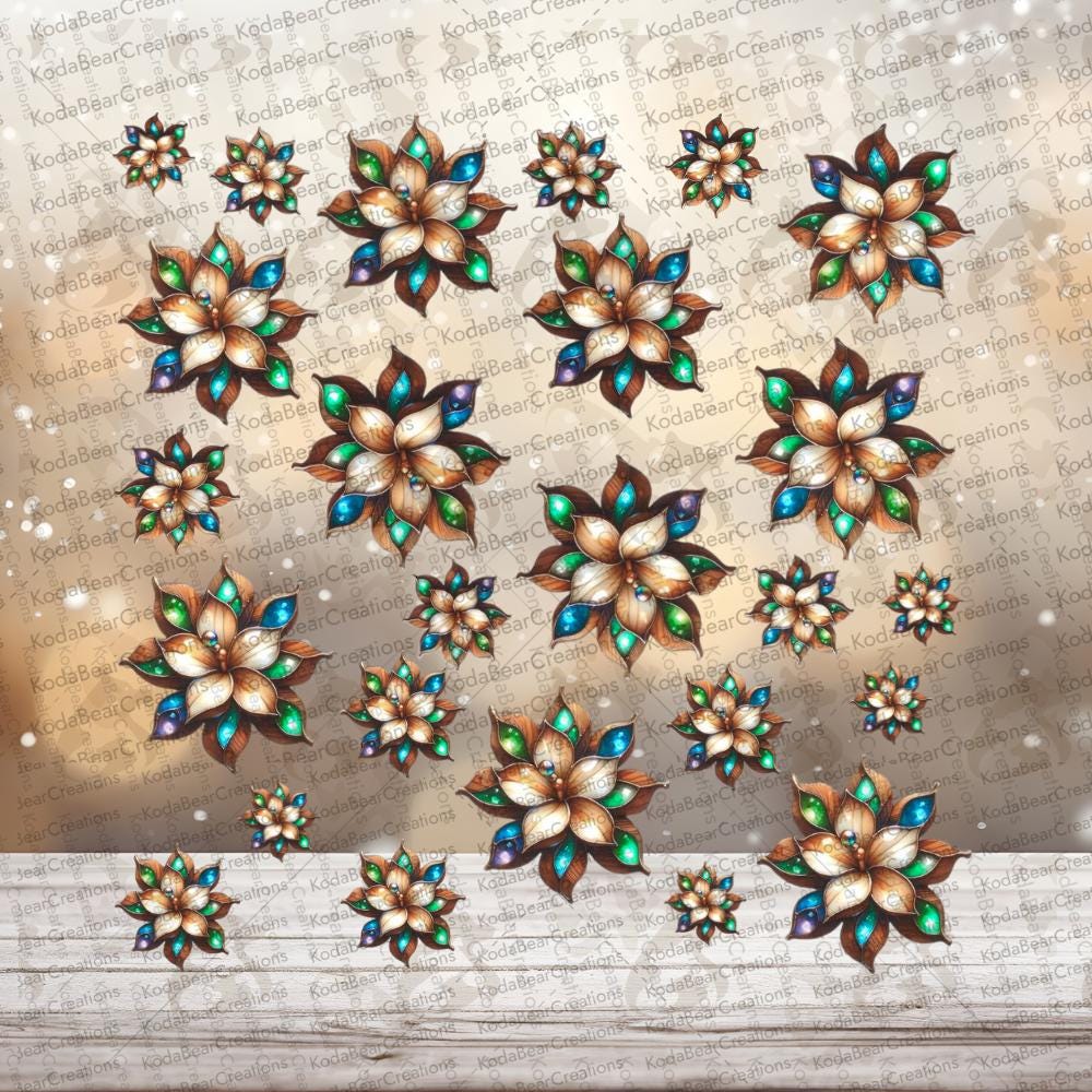 Faux Wood Flowers Element Sheet UV DTF Decals-E034