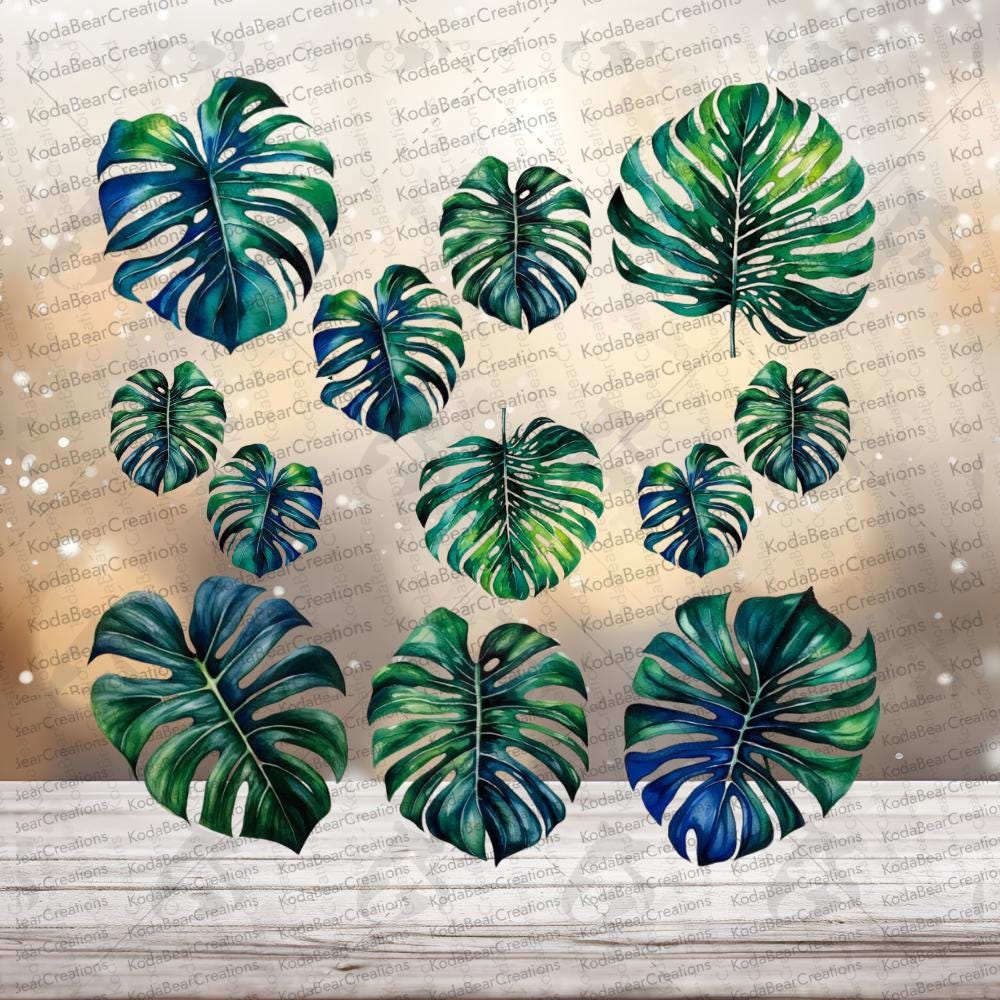 Monstera Leaves UV DTF Element Sheet-E013