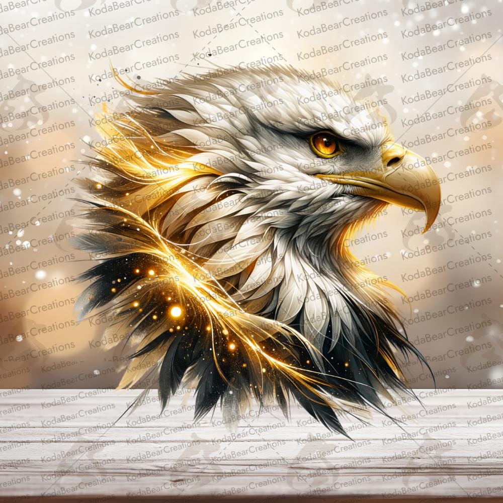 Gold Eagle Profile UV DTF Decal-D279