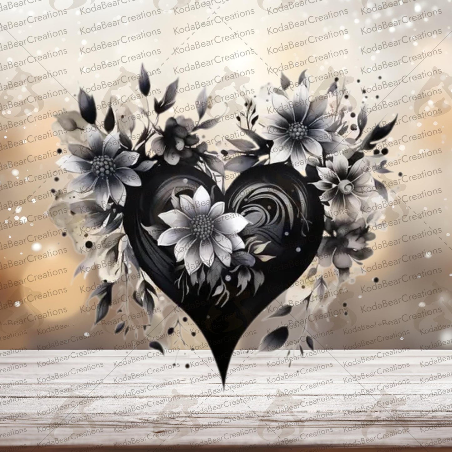 Monochrome Heart UV DTF Decal-D281