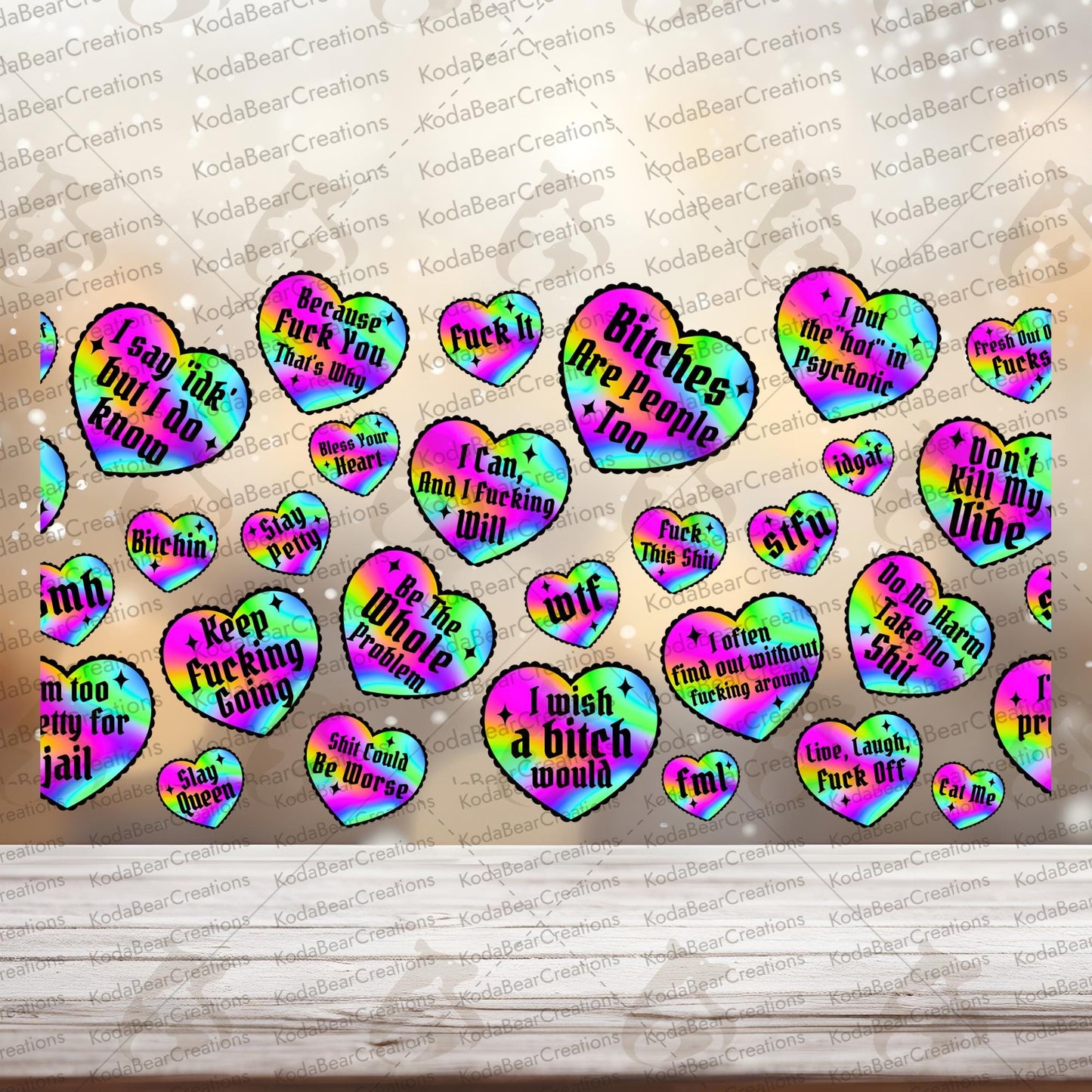 Sassy Hearts 16oz Wrap UV DTF Decal-W017