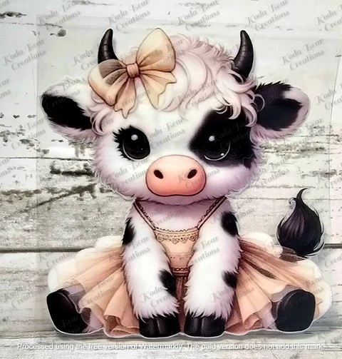 Tutu Cow (tan) UV DTF Decal