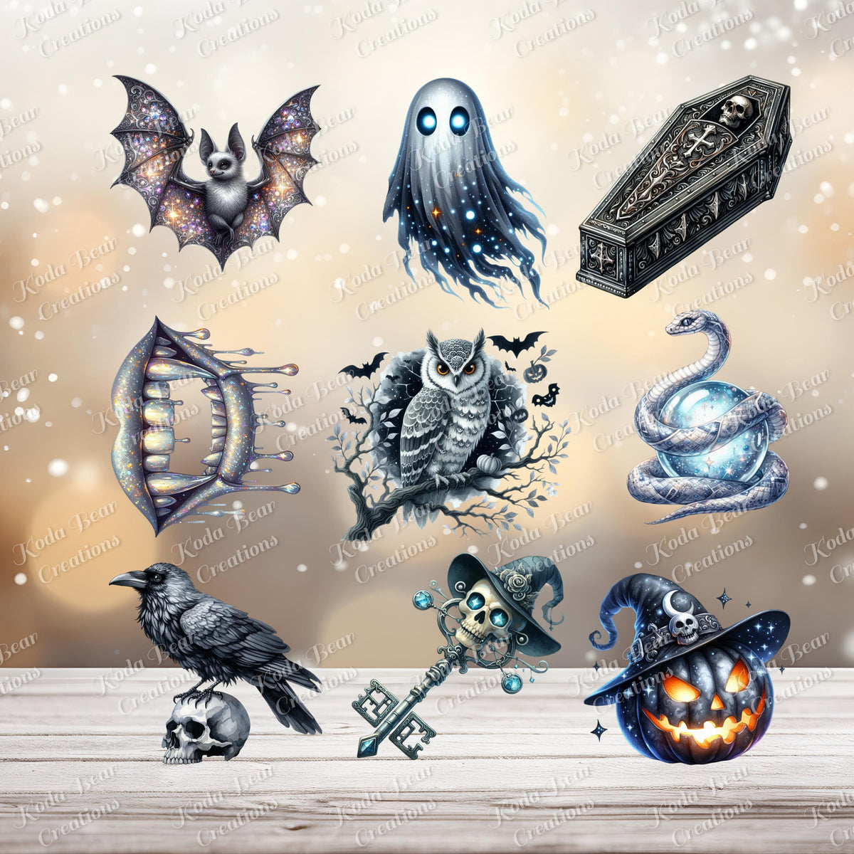 UV DTF Halloween Decals, 8in 2-Element Sheet, Waterproof Tumblers