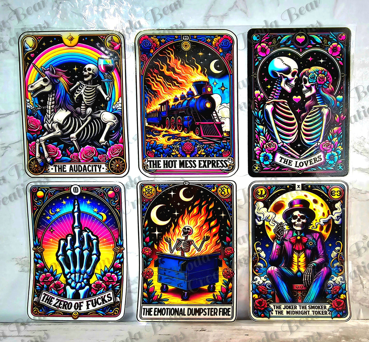 UV DTF Decals Tarot Element Sheet 7x6in Waterproof Tumbler Sticker