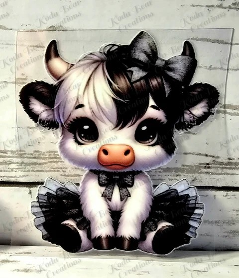 Tutu Cow (black) UV DTF Decal