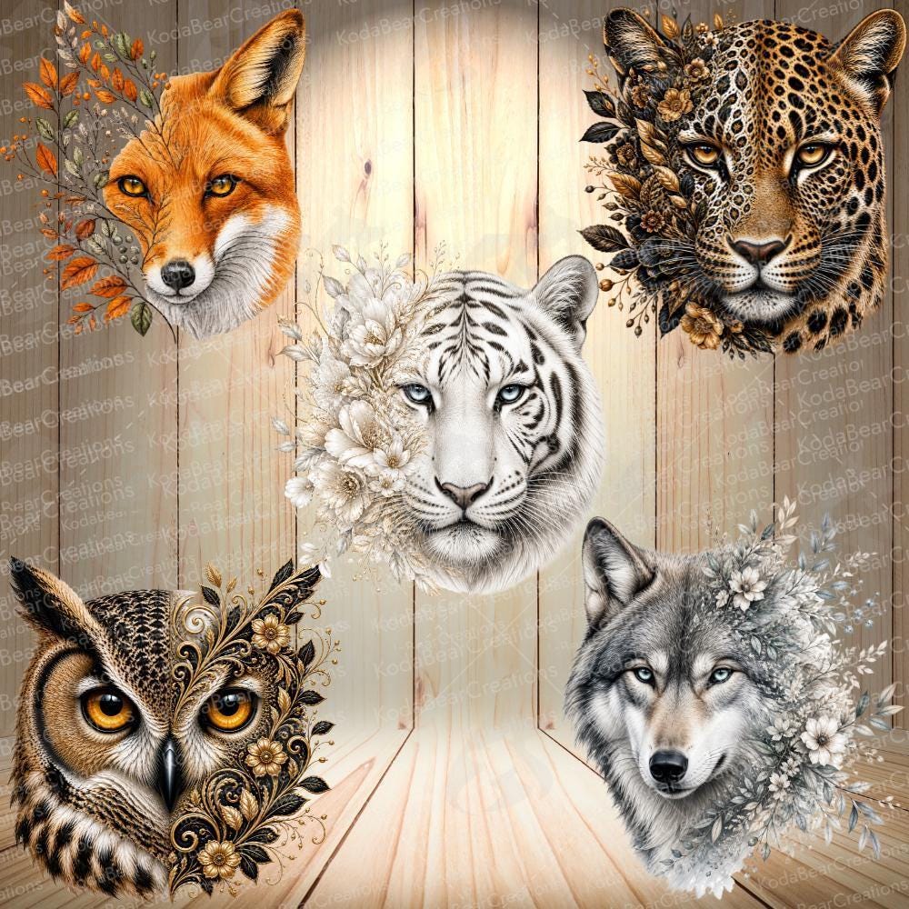 UV DTF decal, Floral Animals Tumbler Sticker, Waterproof 3.0in XL