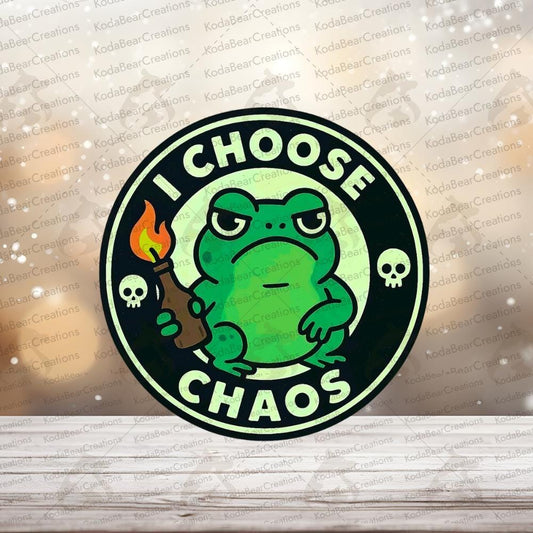 UV DTF Decal, I Choose Chaos Tumbler Sticker, Waterproof, 3 Sizes