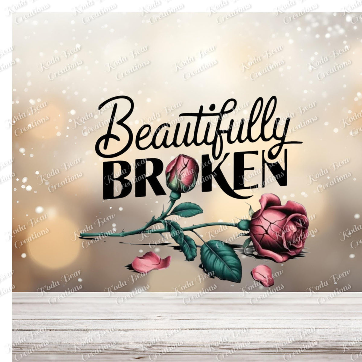UV DTF Decal, Beautifully Broken Tumbler Sticker 4.5in Waterproof
