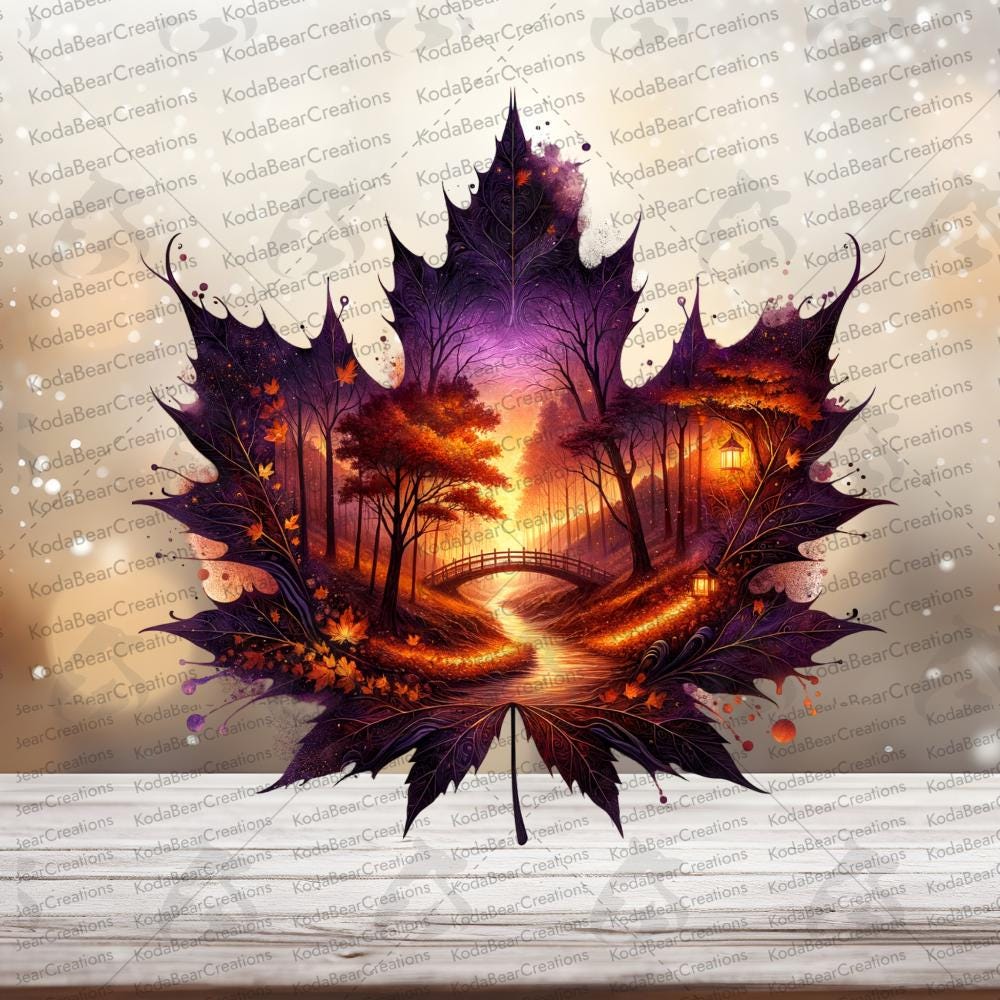 UV DTF Decal, Double Exposure Leaves Tumbler Sticker, Ready Press