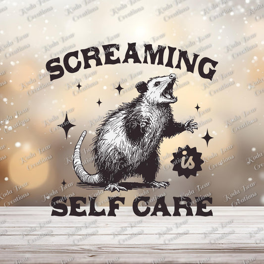 Uv Dtf Tumbler Decal, Screaming Is Self-Care Waterproof Cup Vinyl