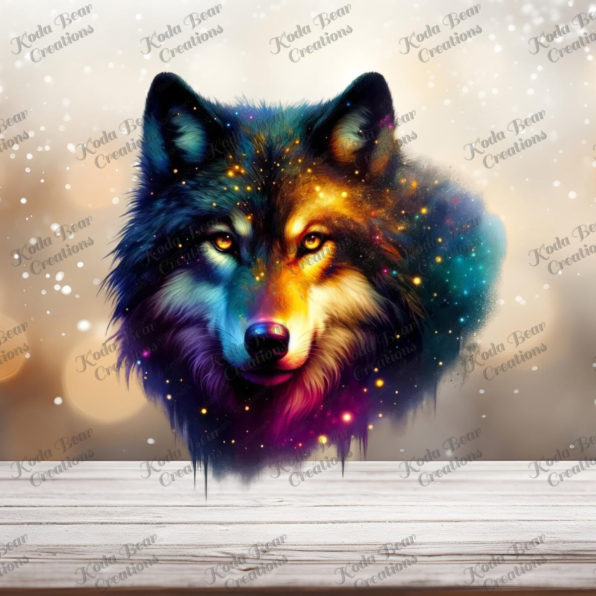 Cosmic Wolf DTF Transfer, UV Tumbler Decal And Ready-Press Shirts