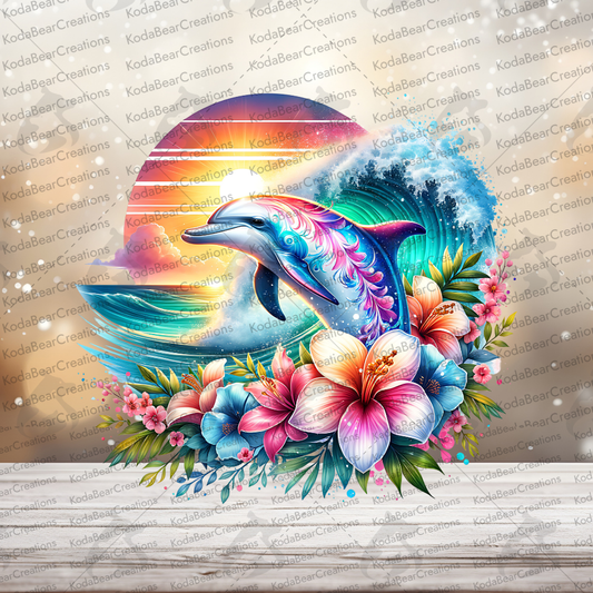 Sunset Dolphin 1 UV DTF Decal-D343