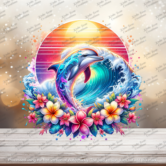 Sunset Dolphin 1 UV DTF Decal