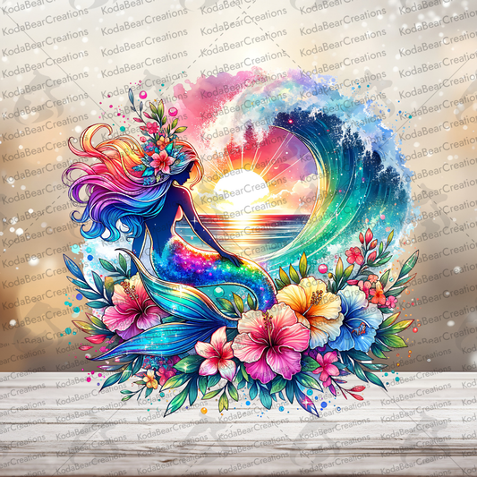 Sunset Mermaid 1 UV DTF Decal-D344