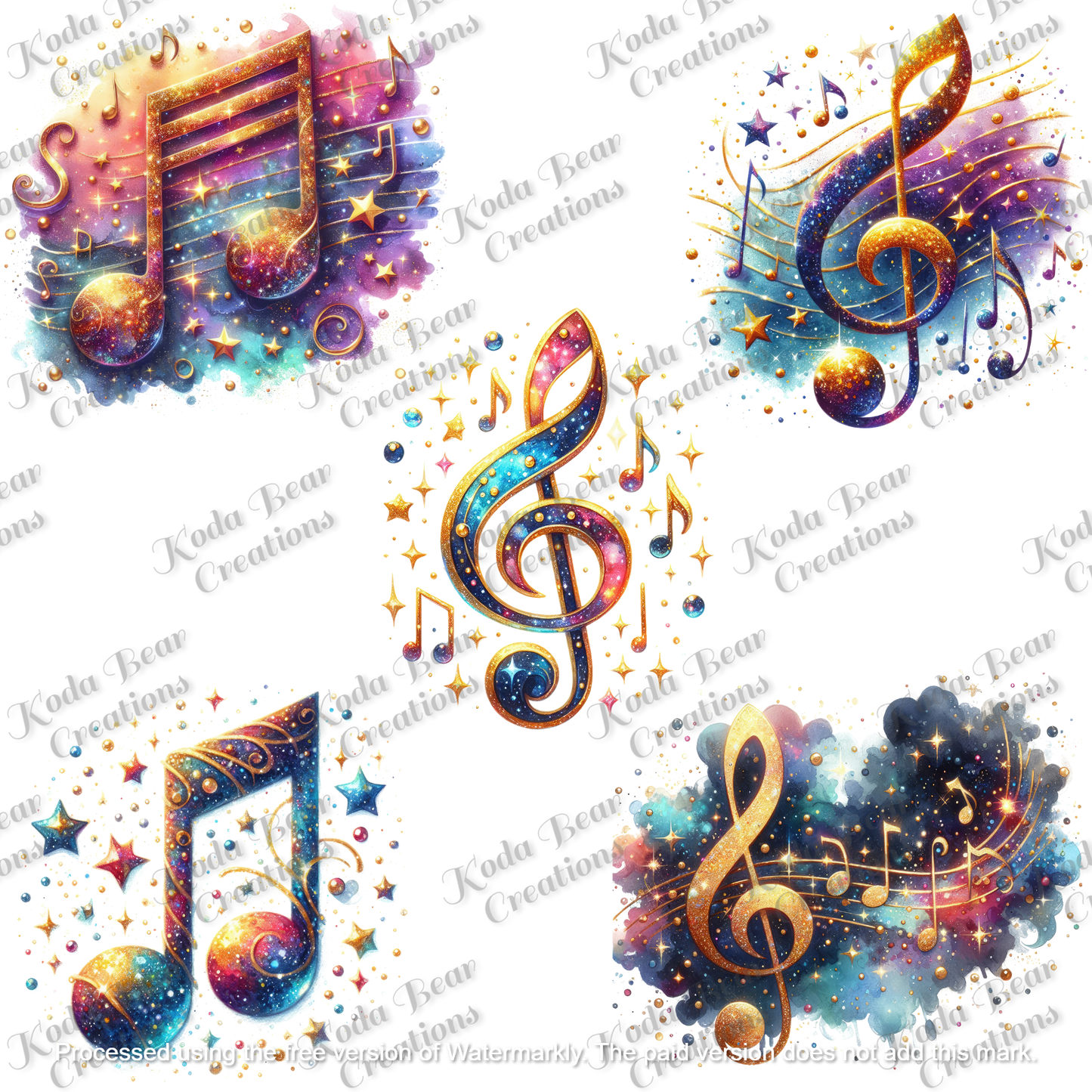 Music Notes Element Sheet UV DTF Decals